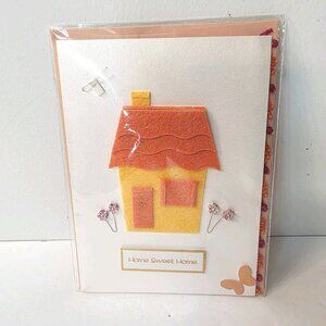 Vtg Burgoyne Floral Pink 3D Flet Home Sweet Home Blank Greeting Card CLEAN